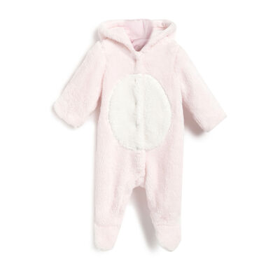 Girls Light Pink Solid Front Opening Babysuit